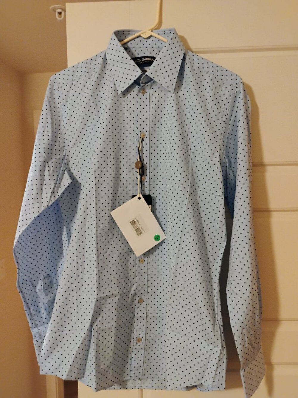 Dolce & Gabbana Martini Men's Shirt 15/38 Blue Polka Dot Made Italy
